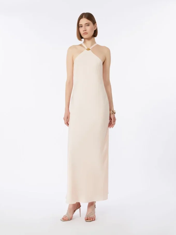 Lightweight satin dress, beige pink Lightweight satin dress, beige pink