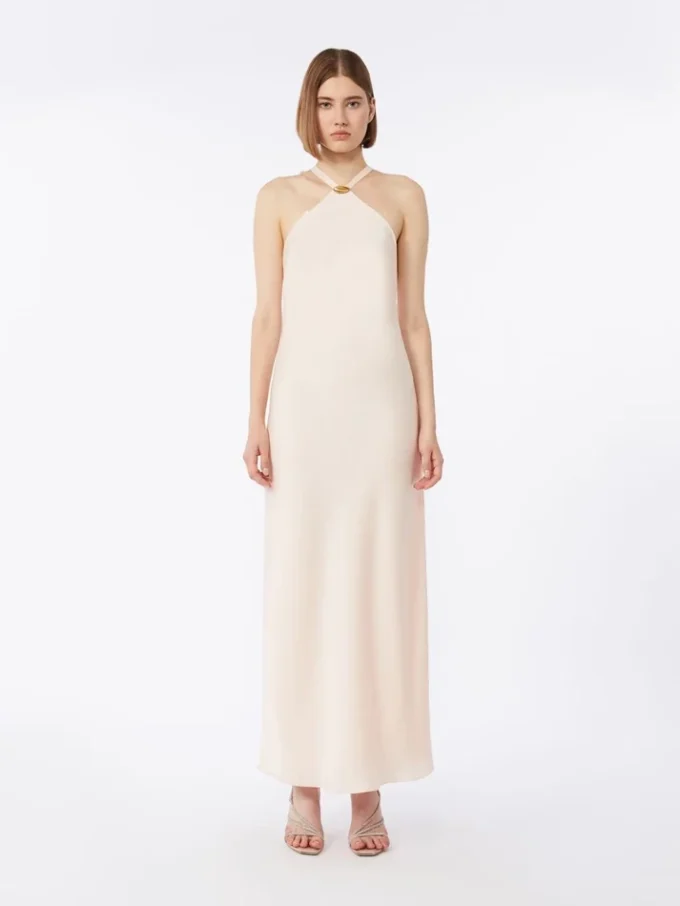 Lightweight satin dress, beige pink Lightweight satin dress, beige pink