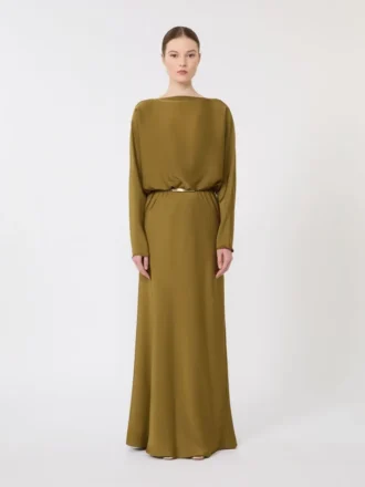 Lightweight satin dress, kaki