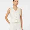 Linen and cable-knit gilet, beige Linen and cable-knit gilet, beige
