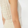 Linen and cable-knit gilet, beige Linen and cable-knit gilet, beige