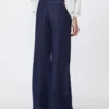 Linen and cotton denim jeans, navy