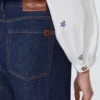 Linen and cotton denim jeans, navy