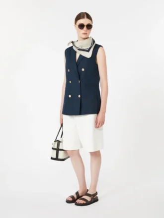 Linen basketweave gilet, midnightblue Linen basketweave gilet, midnightblue