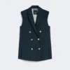 Linen basketweave gilet, midnightblue Linen basketweave gilet, midnightblue
