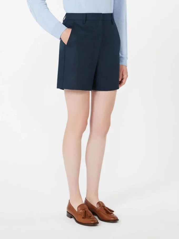 Linen basketweave shorts, midnightblue