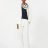 Linen basketweave trousers, white