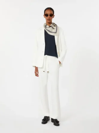 Linen basketweave trousers, white