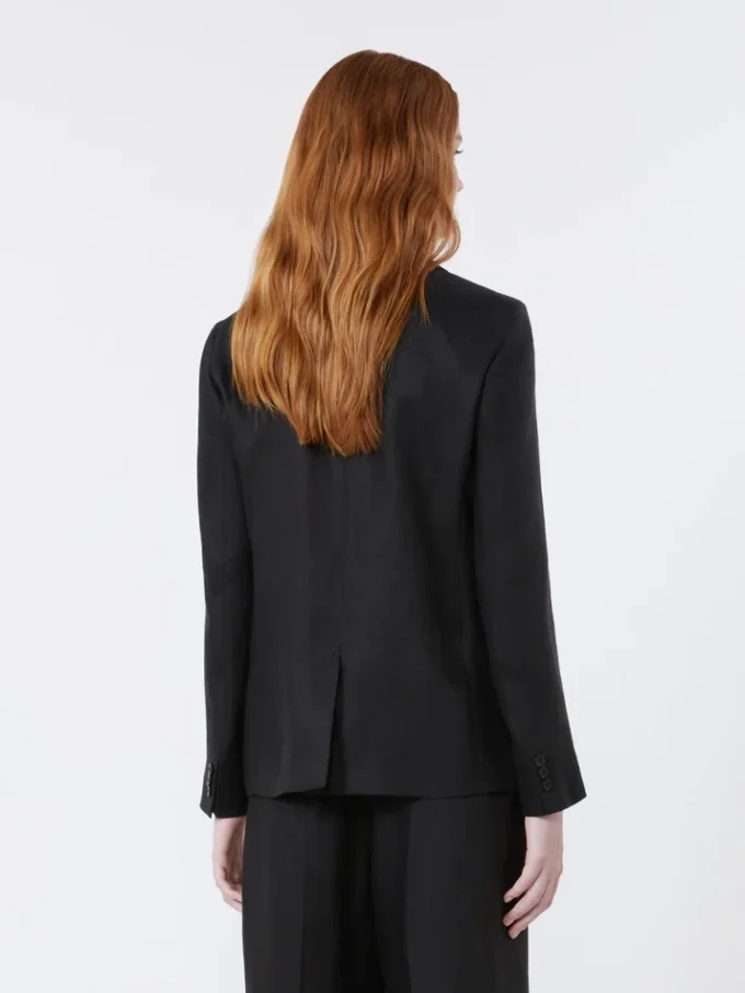Linen canvas blazer, black