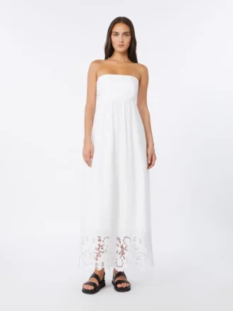 Linen canvas bustier dress, white