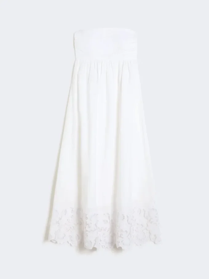 Linen canvas bustier dress, white Linen canvas bustier dress, white