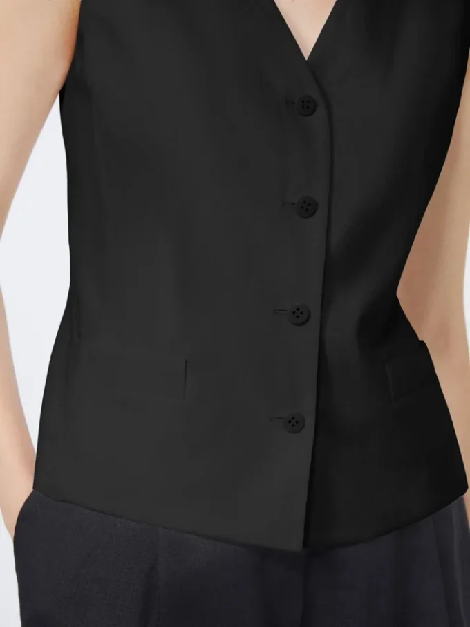 Linen canvas gilet, black Linen canvas gilet, black