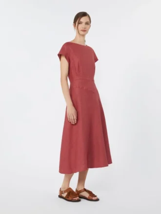Linen canvas midi dress, cherry