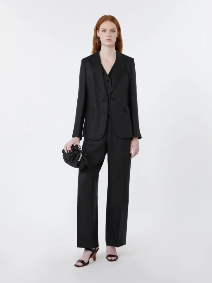 Linen canvas waistcoat, black Linen canvas waistcoat, black