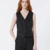Linen canvas waistcoat, black Linen canvas waistcoat, black