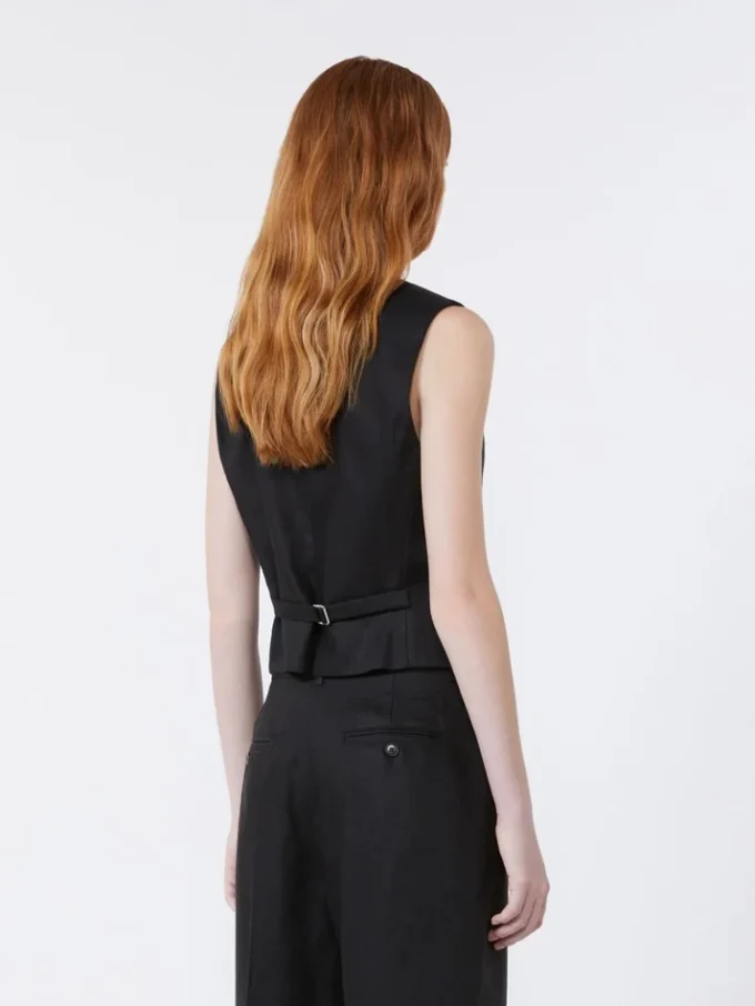 Linen canvas waistcoat, black Linen canvas waistcoat, black