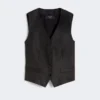 Linen canvas waistcoat, black Linen canvas waistcoat, black