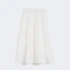 Linen skirt with à jour embroidery, ecru