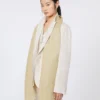Linen stole with fringes, beige