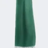 Linen stole with fringes, sage green