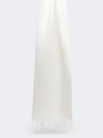 Linen stole with fringes, white