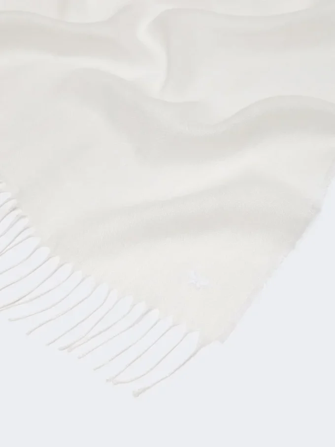 Linen stole with fringes, white