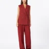Linen twill gilet, brick red Linen twill gilet, brick red