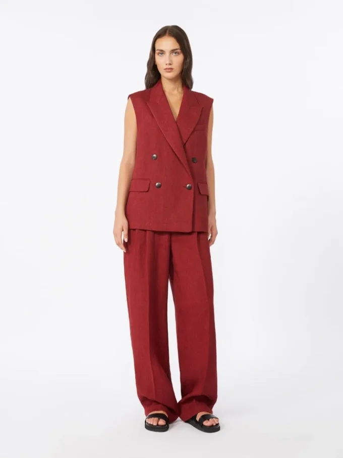 Linen twill gilet, brick red Linen twill gilet, brick red