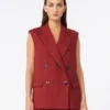 Linen twill gilet, brick red Linen twill gilet, brick red