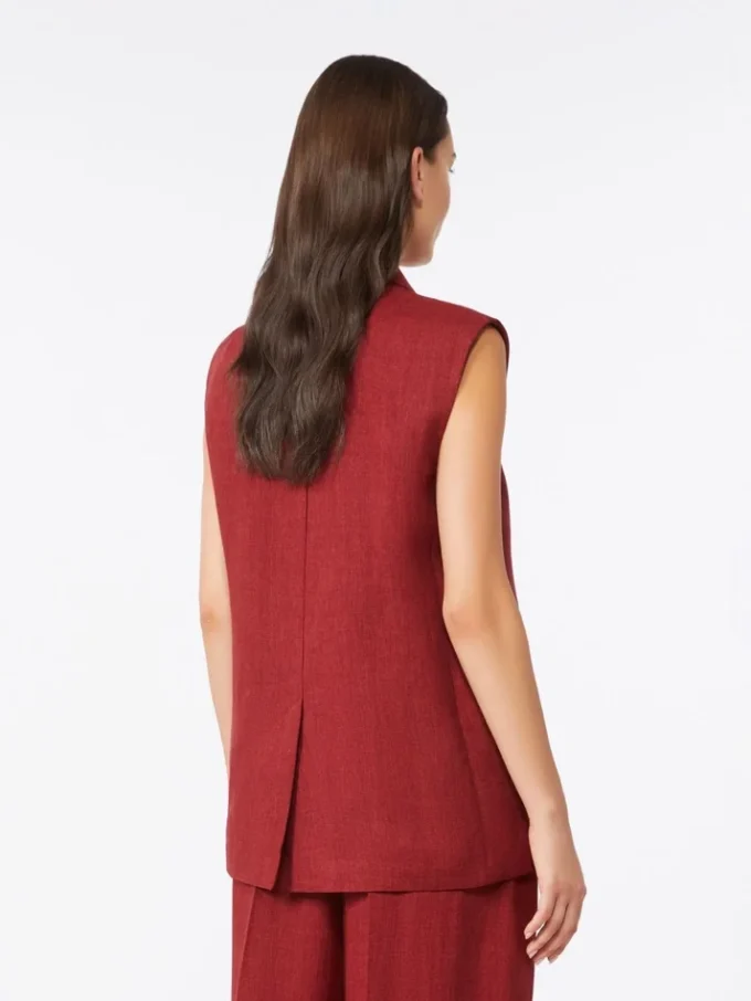 Linen twill gilet, brick red Linen twill gilet, brick red