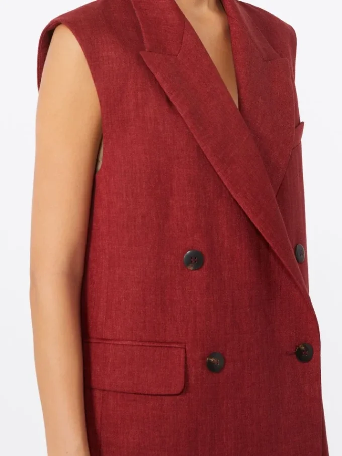 Linen twill gilet, brick red Linen twill gilet, brick red