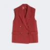 Linen twill gilet, brick red Linen twill gilet, brick red