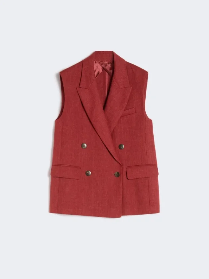 Linen twill gilet, brick red Linen twill gilet, brick red