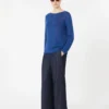 Linen yarn basic sweater, cornflower blue