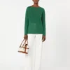Linen yarn basic sweater, green