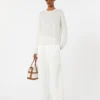 Linen yarn crew-neck sweater, milk Linen yarn crew-neck sweater, milk