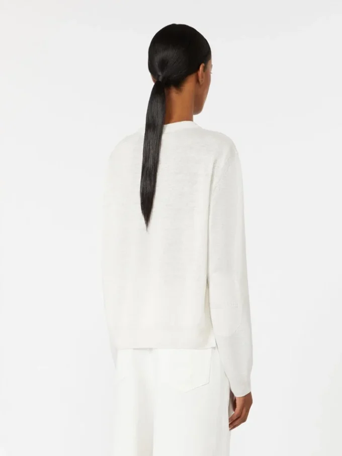 Linen yarn crew-neck sweater, milk Linen yarn crew-neck sweater, milk