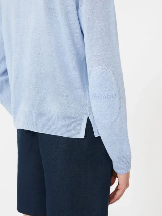 Linen yarn crew-neck sweater, sky blue Linen yarn crew-neck sweater, sky blue