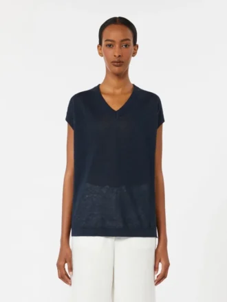 Linen yarn waistcoat, navy