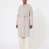 Long alpaca and wool cardigan, sand