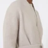 Long alpaca and wool cardigan, sand