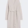 Long alpaca and wool cardigan, sand