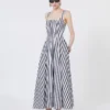 Long cotton poplin dress, black Long cotton poplin dress, black