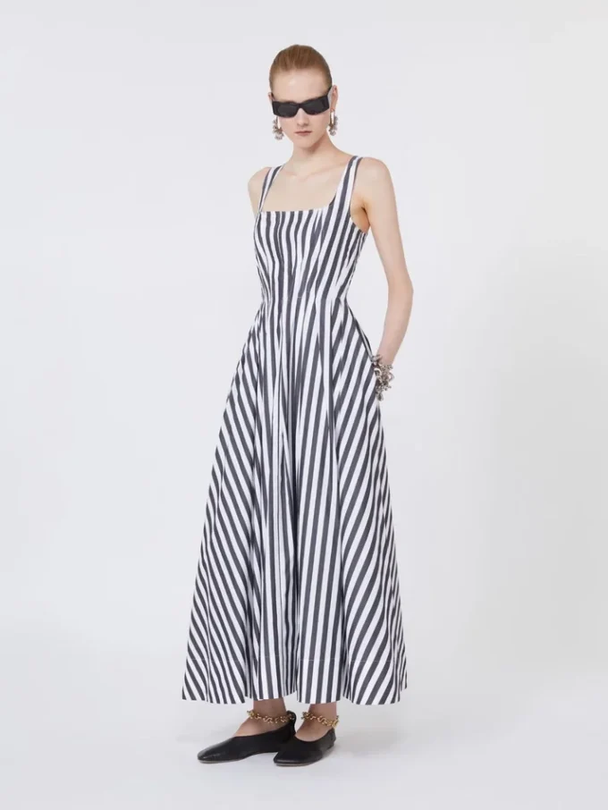 Long cotton poplin dress, black Long cotton poplin dress, black