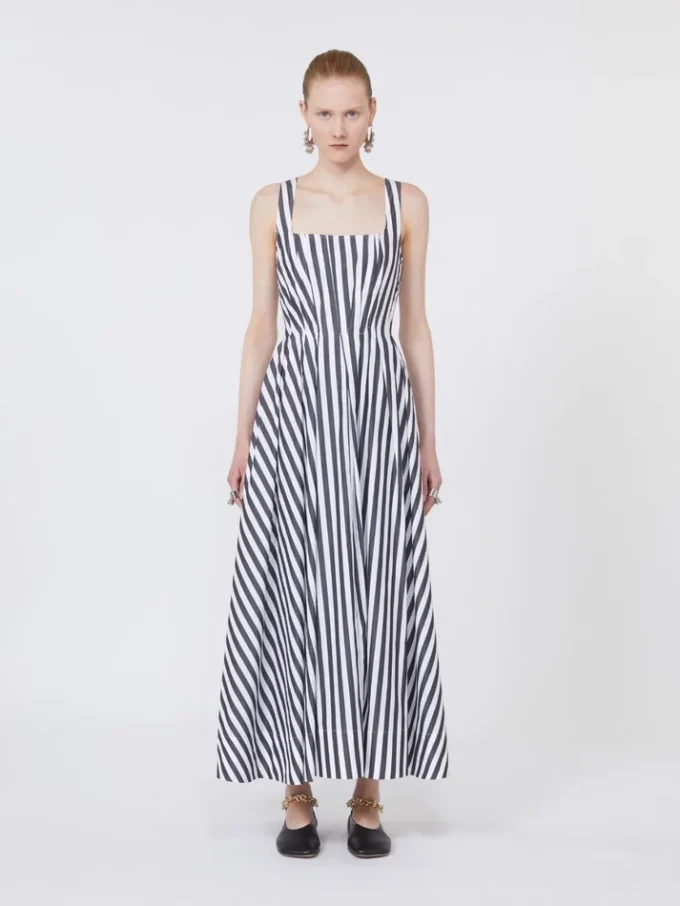 Long cotton poplin dress, black Long cotton poplin dress, black