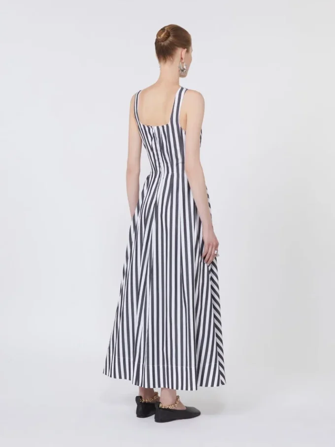Long cotton poplin dress, black Long cotton poplin dress, black