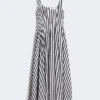 Long cotton poplin dress, black Long cotton poplin dress, black