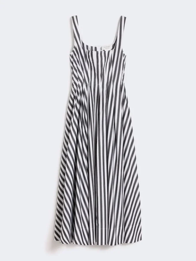 Long cotton poplin dress, black Long cotton poplin dress, black