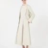 Long flared scuba jersey dress, beige Long flared scuba jersey dress, beige