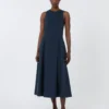Long flared scuba jersey dress, ultramarine Long flared scuba jersey dress, ultramarine